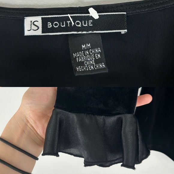 Vintage JS Boutique Black Velvet With Satin Fringe - Picture 8 of 8